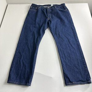 Levis 501 Jeans Mens 42x32 Straight‎ Leg Medium Wash Button Fly Red Tab Vtg Blue